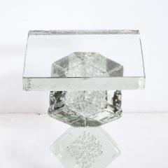 Modernist Sculptural Cubic Handblown Translucent Murano End Side Table - 3275828