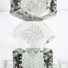 Modernist Sculptural Cubic Handblown Translucent Murano End Side Table - 3275830