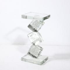 Modernist Sculptural Cubic Handblown Translucent Murano End Side Table - 3275831