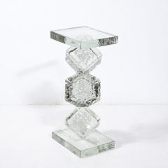 Modernist Sculptural Cubic Handblown Translucent Murano End Side Table - 3275833