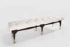 Modernist Sculptural Tufted Mahogany Bench Italy 1950s - 2131193