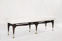 Modernist Sculptural Tufted Mahogany Bench Italy 1950s - 2131194