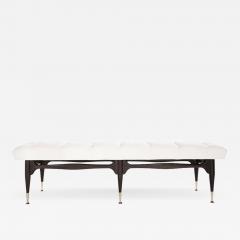 Modernist Sculptural Tufted Mahogany Bench Italy 1950s - 2132029