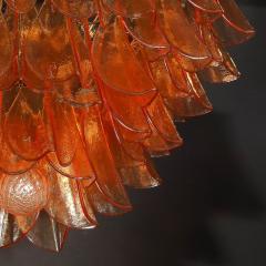 Modernist Smoked Apricot Murano Glass Oil Rubbed Bronze Feather Chandelier - 4304066