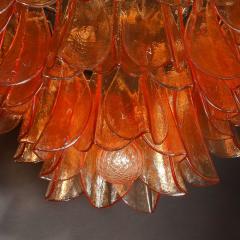 Modernist Smoked Apricot Murano Glass Oil Rubbed Bronze Feather Chandelier - 4304070