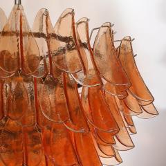 Modernist Smoked Apricot Murano Glass Oil Rubbed Bronze Feather Chandelier - 4304071