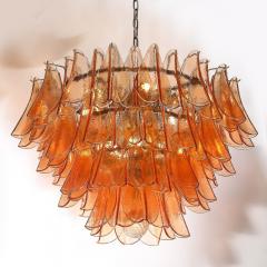Modernist Smoked Apricot Murano Glass Oil Rubbed Bronze Feather Chandelier - 4304073