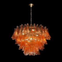 Modernist Smoked Apricot Murano Glass Oil Rubbed Bronze Feather Chandelier - 4304081
