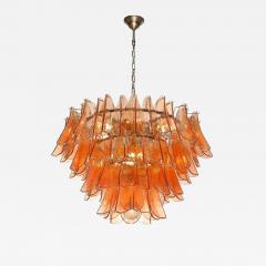 Modernist Smoked Apricot Murano Glass Oil Rubbed Bronze Feather Chandelier - 4305734