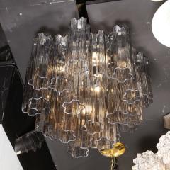 Modernist Smoked Glass Multi Tier Stepped Tronchi Chandelier w Chrome Fittings - 3375774