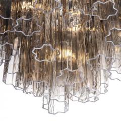 Modernist Smoked Glass Multi Tier Stepped Tronchi Chandelier w Chrome Fittings - 3375777