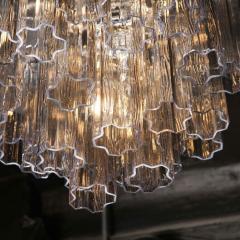 Modernist Smoked Glass Multi Tier Stepped Tronchi Chandelier w Chrome Fittings - 3375782