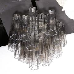 Modernist Smoked Glass Multi Tier Stepped Tronchi Chandelier w Chrome Fittings - 3375886