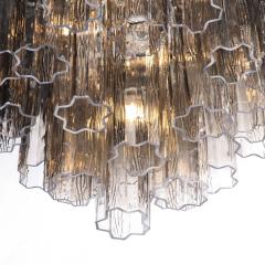 Modernist Smoked Glass Multi Tier Stepped Tronchi Chandelier w Chrome Fittings - 3375893