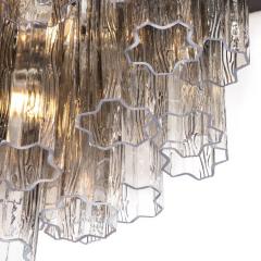 Modernist Smoked Glass Multi Tier Stepped Tronchi Chandelier w Chrome Fittings - 3375896