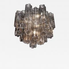 Modernist Smoked Glass Multi Tier Stepped Tronchi Chandelier w Chrome Fittings - 3383796