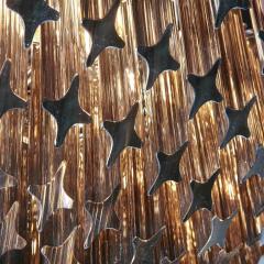 Modernist Smoked Grey Six Tier Murano Triedre Cut Glass Chandelier - 2704573
