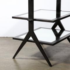 Modernist Solid Bronze Three Tier Occasional Table with Mirrored Glass Shelves - 3109083