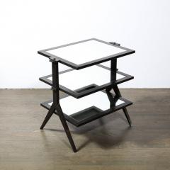 Modernist Solid Bronze Three Tier Occasional Table with Mirrored Glass Shelves - 3109116