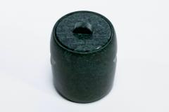 Modernist Speckled Green Marble Ice Bucket with Ivory Vein Detail c 1970s - 4794909