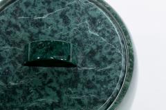 Modernist Speckled Green Marble Ice Bucket with Ivory Vein Detail c 1970s - 4794913