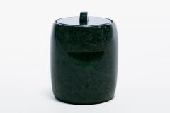 Modernist Speckled Green Marble Ice Bucket with Ivory Vein Detail c 1970s - 4794925