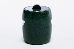 Modernist Speckled Green Marble Ice Bucket with Ivory Vein Detail c 1970s - 4794927