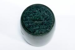 Modernist Speckled Green Marble Ice Bucket with Ivory Vein Detail c 1970s - 4794935