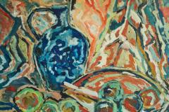 Modernist Table Scene Oil on Board 1960s - 4394775