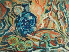 Modernist Table Scene Oil on Board 1960s - 4396865
