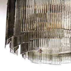 Modernist Three Tiered Smoked Topaz Hand Blown Murano Reeded Glass Chandelier - 3352799
