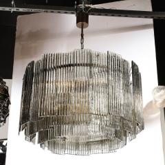 Modernist Three Tiered Smoked Topaz Hand Blown Murano Reeded Glass Chandelier - 3352800