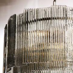 Modernist Three Tiered Smoked Topaz Hand Blown Murano Reeded Glass Chandelier - 3352801