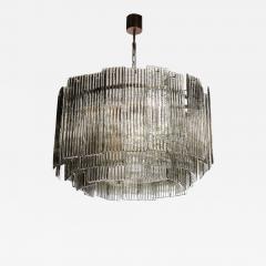 Modernist Three Tiered Smoked Topaz Hand Blown Murano Reeded Glass Chandelier - 3360020