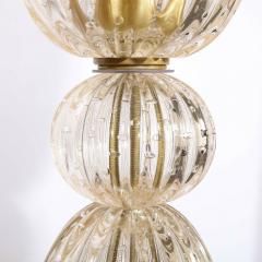 Modernist Torchiere in Amber Handblown Murano Glass w 24kt Gold Bands - 4141932