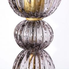 Modernist Torchiere in Smoked Handblown Murano Glass w 24kt Gold Bands - 4141943