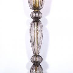 Modernist Torchiere in Smoked Handblown Murano Glass w 24kt Gold Bands - 4141962