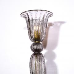 Modernist Torchiere in Smoked Handblown Murano Glass w 24kt Gold Bands - 4141972
