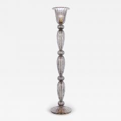 Modernist Torchiere in Smoked Handblown Murano Glass w 24kt Gold Bands - 4143435