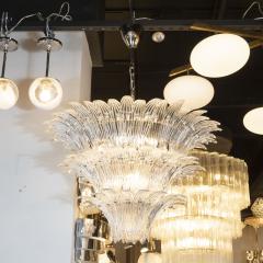 Modernist Translucent Three Tier Palma Hand Blown Murano Glass Chandelier - 1559936