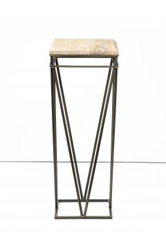 Modernist Travertine and Metal Display Pedestal - 2354561