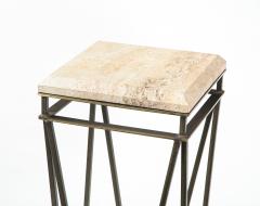 Modernist Travertine and Metal Display Pedestal - 2354565
