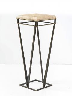 Modernist Travertine and Metal Display Pedestal - 2354567
