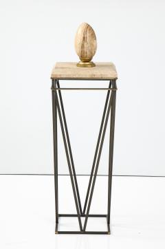 Modernist Travertine and Metal Display Pedestal - 2354569