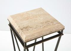 Modernist Travertine and Metal Display Pedestal - 2354574