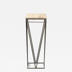 Modernist Travertine and Metal Display Pedestal - 2357283