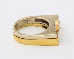 Modernist Two Color Gold Ring and Diamonds - 539110