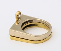 Modernist Two Color Gold Ring and Diamonds - 539114