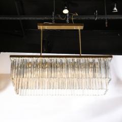 Modernist Two Tier Transparent Triedre Murano Camer Glass Rectangular Chandelier - 3108530