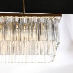 Modernist Two Tier Transparent Triedre Murano Camer Glass Rectangular Chandelier - 3108532